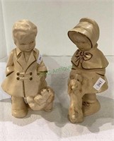 Adorable vintage heavy plaster figurines of boy