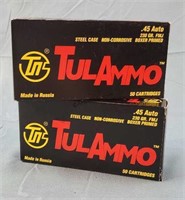 45 ACP 230gr. FMJ Ammo 2 Boxes TulAmmo 100 Rouds