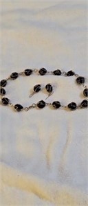 Necklace  with matching earring black beads