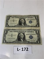 2 Silver $1 Certificates 1957A 1957B