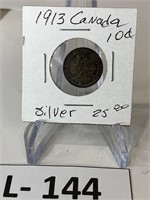 1913 Silver Canada 10 cent Coin