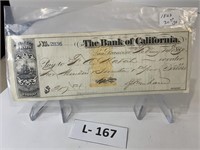1863 Bank of California Check