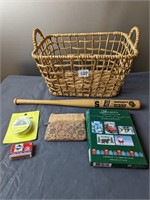 Miscellaneous Lot- Basket, Bat, Coin Purse