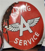 "Flying A Service" Double-Sided Porcelain Sign