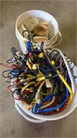 Bucket of Bungie Cords and Bucket of Straps