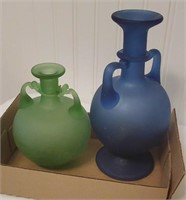 2 signed art glass vases - 1979 & 1982