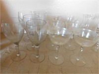 11 etched stemware glasses