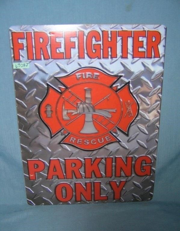 Firefighter Parking Only style advertising sign