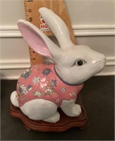 Rabbit on wooden stand