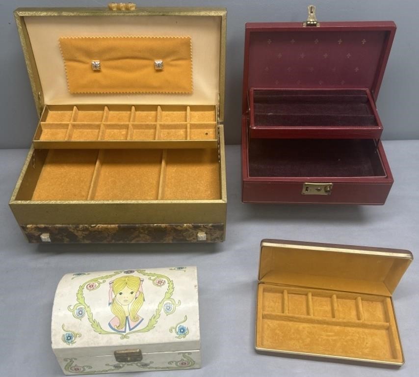 Vintage Felt Lined Jewelry Boxes inc Ballerina