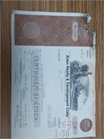 Arlen realty stock certificate