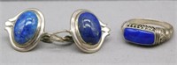 Sterling Silver lapis earrings and size 6.5 ring.