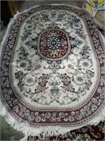 2 LG RED & CREAM OVAL ORIENTAL RUGS 120x82