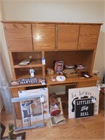 Wooden desk with hutch,
