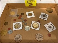 FLAT W/ VINTAGE TOKENS OF ALL KINDS