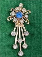 Vintage rhinestones shooting star pendant brooch.