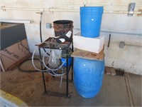 Water Barrrel/Buckets, Metal Rack, Portable Vacuum