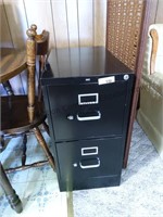 Black Metal 2 drawer filing cabinet no keys found
