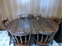 Very nice wooden table and six chairs assembled
