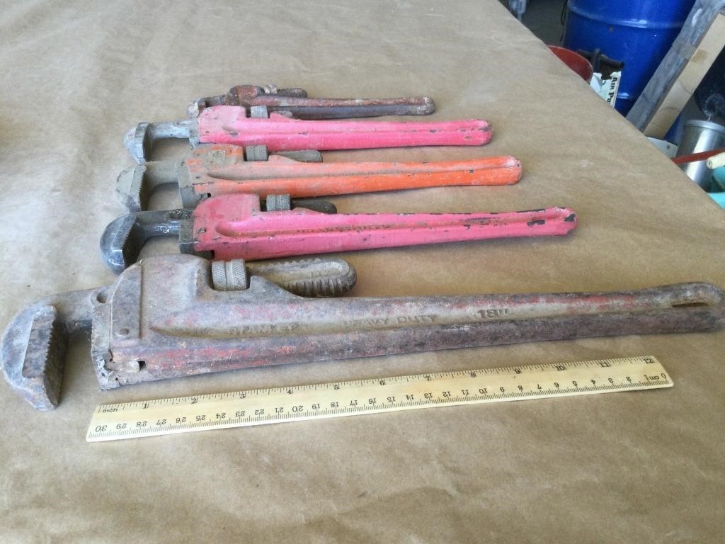 Heavy duty pipe wrench lot