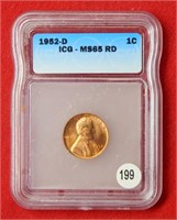 1952 D Lincoln Wheat Cent ICG MS65 RD