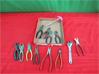 Pliers, 8 " adjustable wrench, wire cutters,