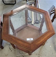 OCTAGONAL GLASS TOP END TABLE