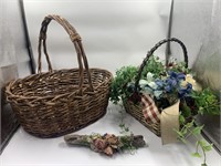 2-baskets w/ floral decor