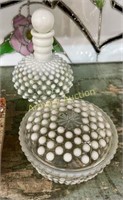 MOON STONE HOBNAIL COLOGNE BOTTLE AND POWDER