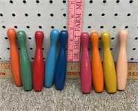 9 Vintage Wooden Child’s Bowling Pins