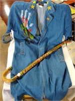 Painted walking cane, XL full lenght Denim coat