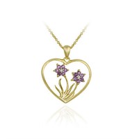 18K Gold Plated Natural Amethyst Diamond Necklace