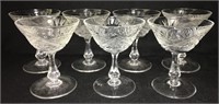Set Of 7 Cut Glass Wine Glasses