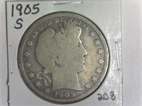 1905-S Barber Half Dollar