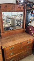 Woden dresser and mirror 44x20x32”