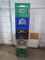 5 Multicoloured Plastic Milk Crates