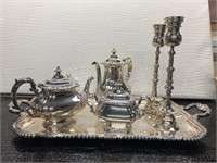 Vintage Silver Plate Tea Set With Tray