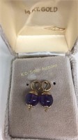 (2) 14KT Gold & Amethyst Charms