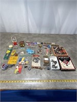 Vintage assortment of small toys, games, and