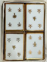 SWEET LOT OF BONE CHINA FLEUR DE LIS MATCH BOXES