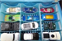 vintage Peelers car case with 12 vehicles
