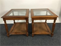 Pair of Beveled Glass Top End Tables