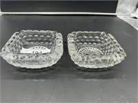 2 American Fostoria square ash trays