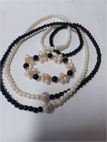 Lot of Pearlish Beaded Necklace and Bracelet