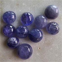 9 Ct Cabochon Tanzanite Stones Lot, Round Shapes