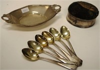 Set six German silver coffee spoons
