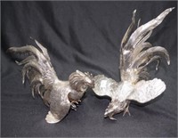 Pair of sterling silver Cockerels