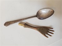 Silverplated Spoon, Hand Shaped Back Scratcher End