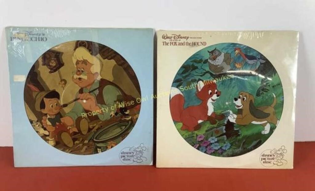 Disney picture disc's Pinocchio & The Fox and the