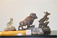 Group of Wildlife Figurines Wolf Music Box,